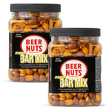 BEER NUTS Original Bar Mix - Pretzels, Cheese Stix, Sesame Stix, Insane Grain - 12oz Resealable Jar (Pack of 2)
