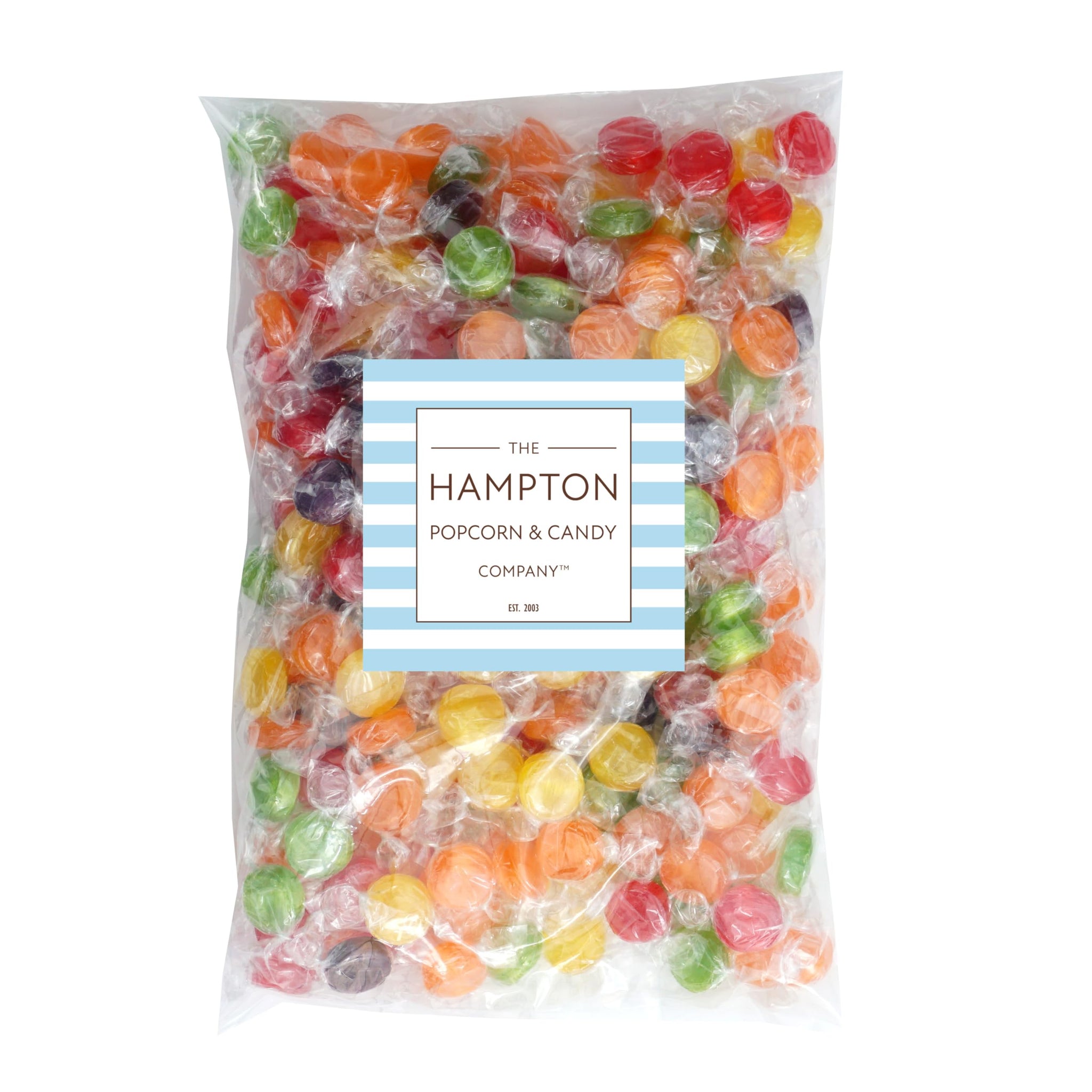 Assorted Fruit Hard Candy, 3 Pound Bulk Candy (Approx. 150 pcs.), Individually Wrapped Hard Candy, Fruit Discs Candy, The Hampton Popcorn & Candy