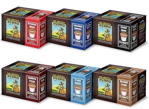 Cafe Don Pedro Variety Pack Arabica Low Acid Coffee Pods - Compatible with Keurig K-cup Coffee Maker, 6 different flavors, 100% Arabica, Battles