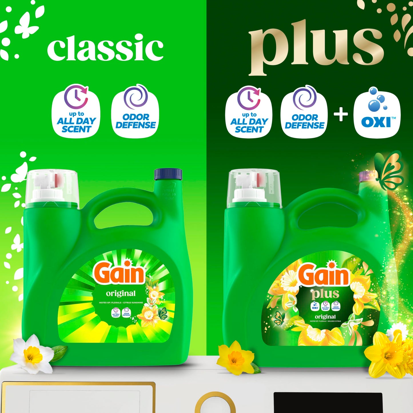 Gain Plus Liquid Laundry Detergent, Cleaner, Fresher, Now with Oxi, Original Scent, 170 fl oz, 129 Loads