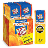 Slim Jim Beef 'N Cheese Smoked Meat Sticks, Mild Flavor, 8g Protein Per Serving, 1.5 oz. (18 Count)