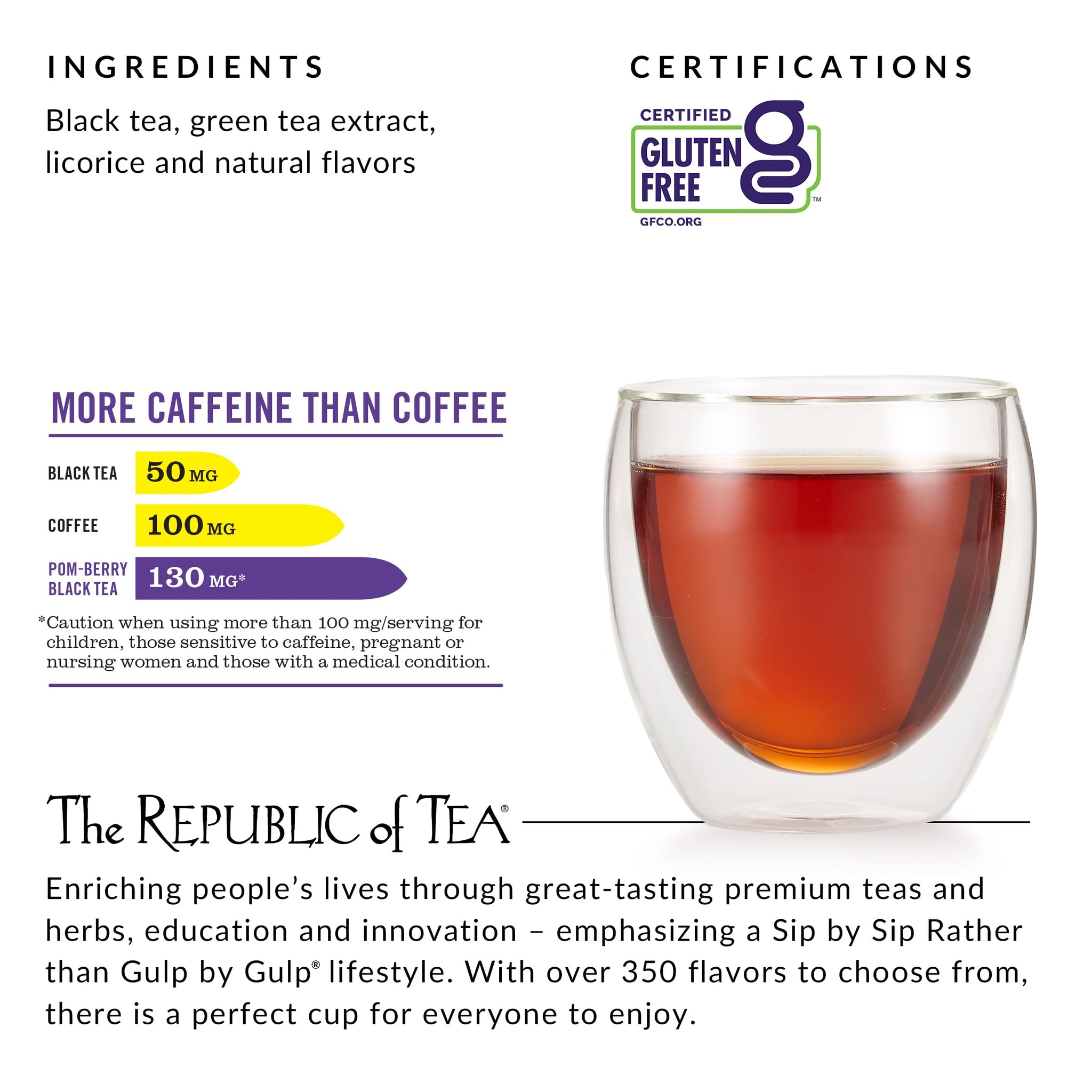 The Republic of Tea - HiCAF Pom-Berry Black Tea, 50 Tea Bags, High in Caffeine