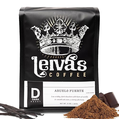 Leiva’s Dark Roast Ground Coffee (8 Oz) - Freshly Roasted, Small Batch Guatemalan Beans - Abuelo Fuerte Coffee Grounds w/Chocolate & Caramel Notes