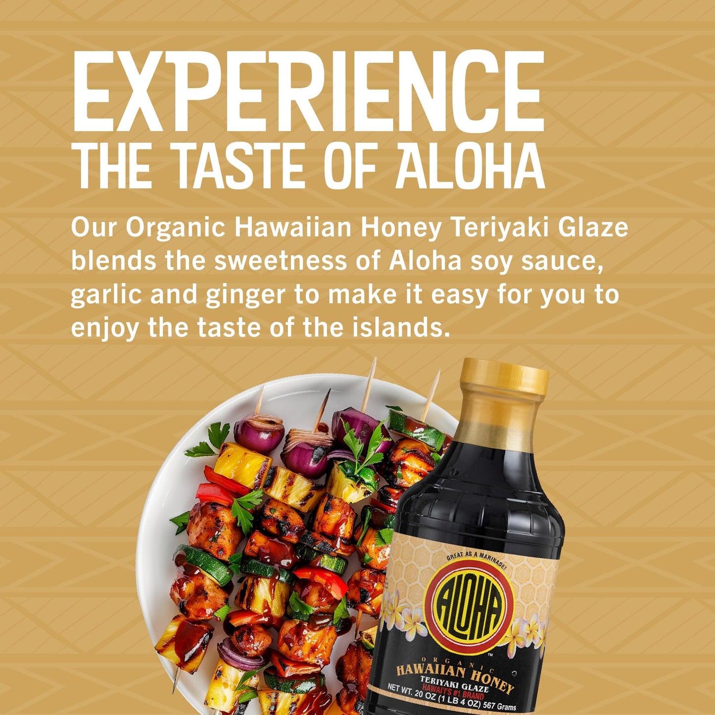 Aloha Shoyu - Organic Hawaiian Honey Teriyaki Glaze - Taste of the Islands - Made in Hawaii - 20 oz. Bottle