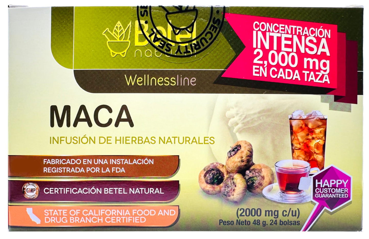 Betel Natural Premium Peruvian Maca Tea Powerful Flavonoid Superfood - 24 Tea Bags