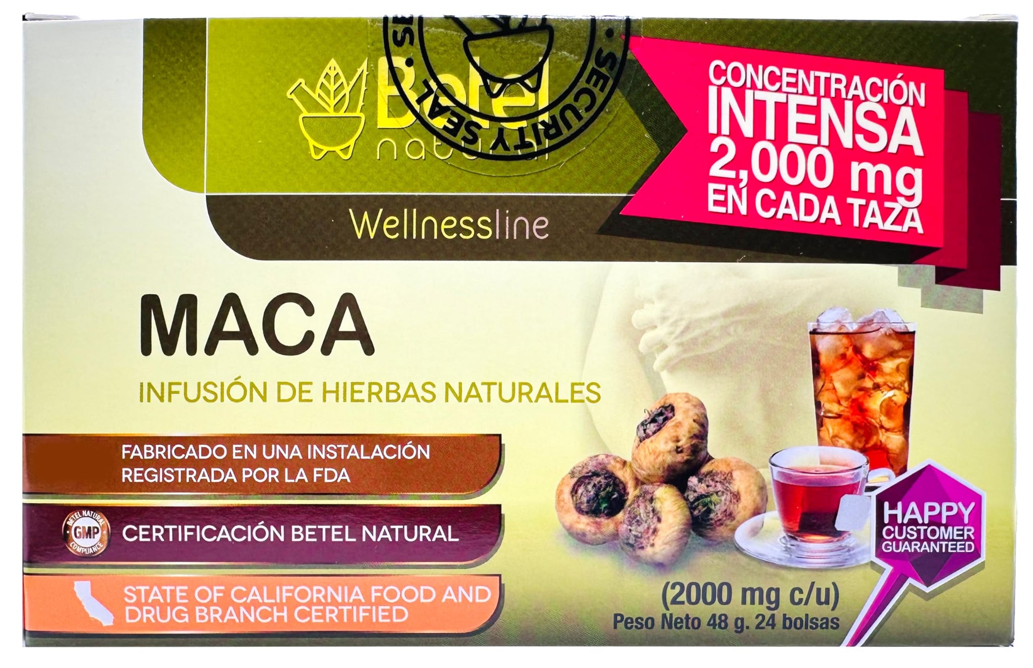 Betel Natural Premium Peruvian Maca Tea Powerful Flavonoid Superfood - 24 Tea Bags