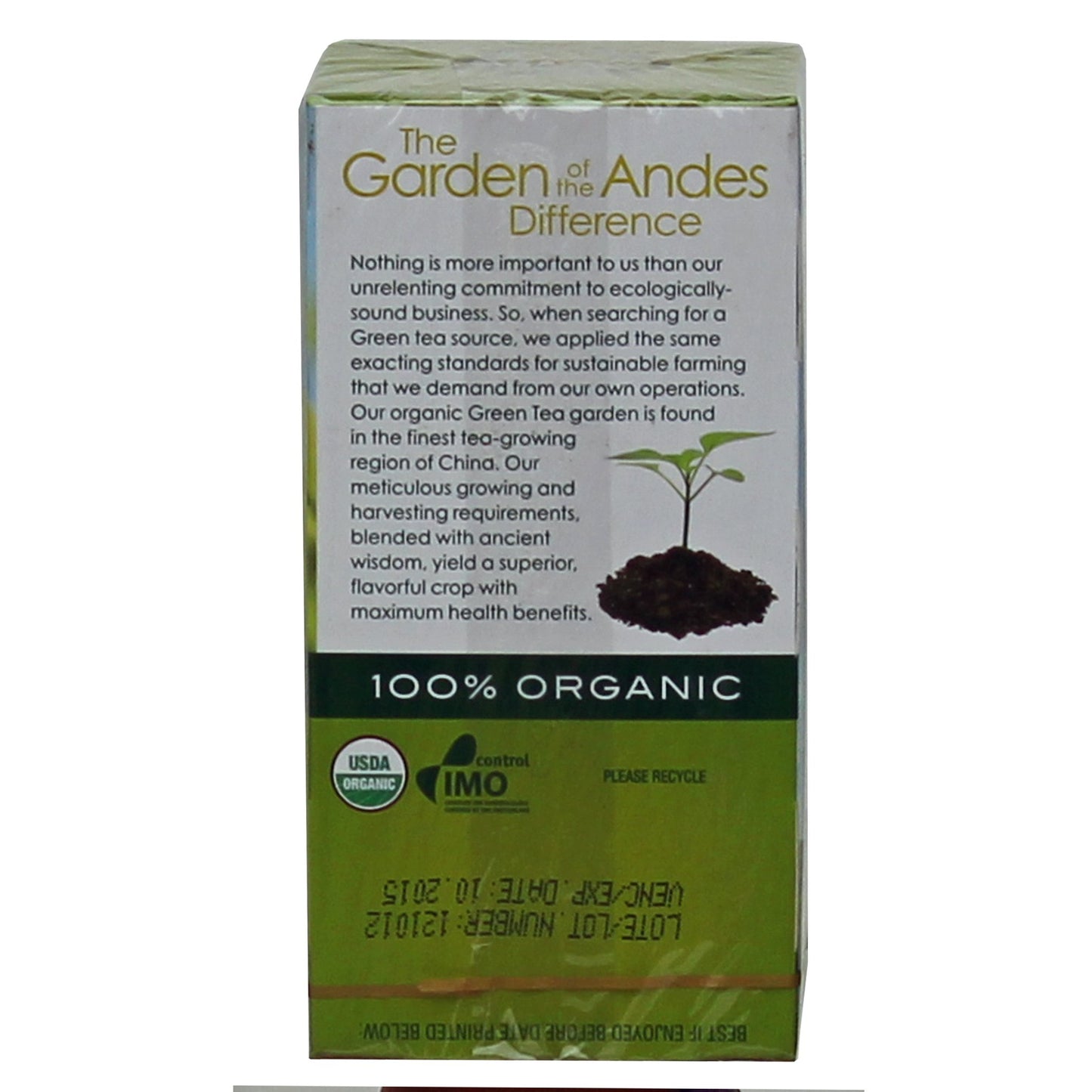 Garden of the Andes 100% Organic Pure Green Tea 20 Tea Bags