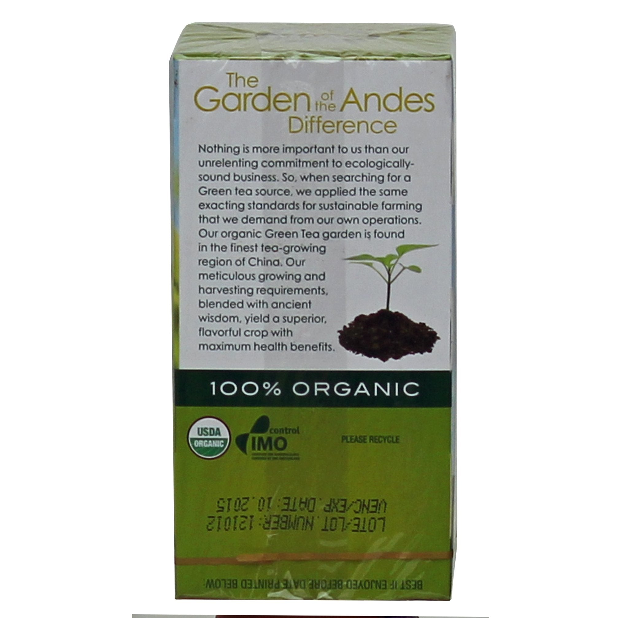 Garden of the Andes 100% Organic Pure Green Tea 20 Tea Bags