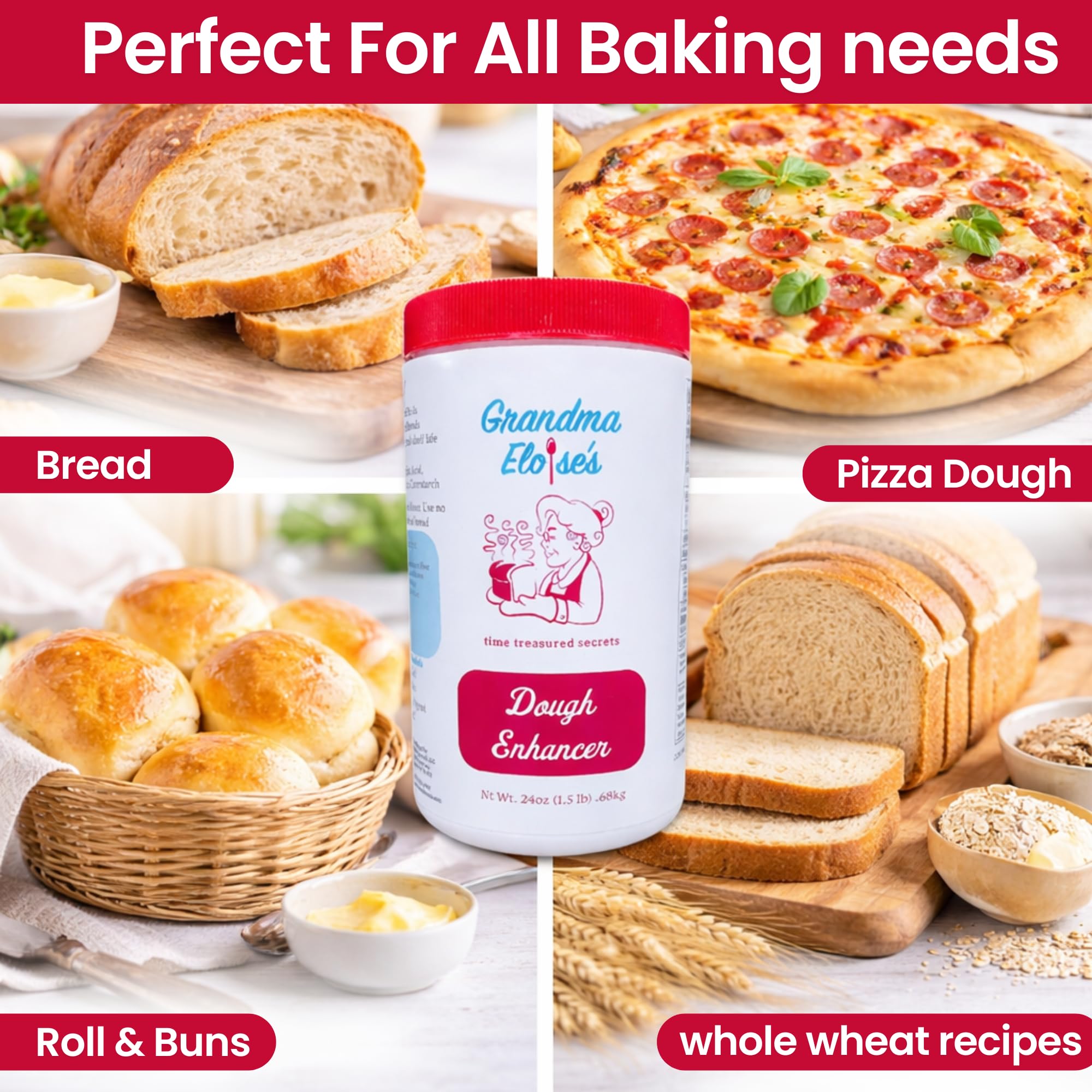 Grandma Eloise’s Dough Conditioner for Bread Baking - 24 Oz - Improves Rise, Texture & Shelf Life - Makes Soft, Fluffy Whole Wheat & White Bread