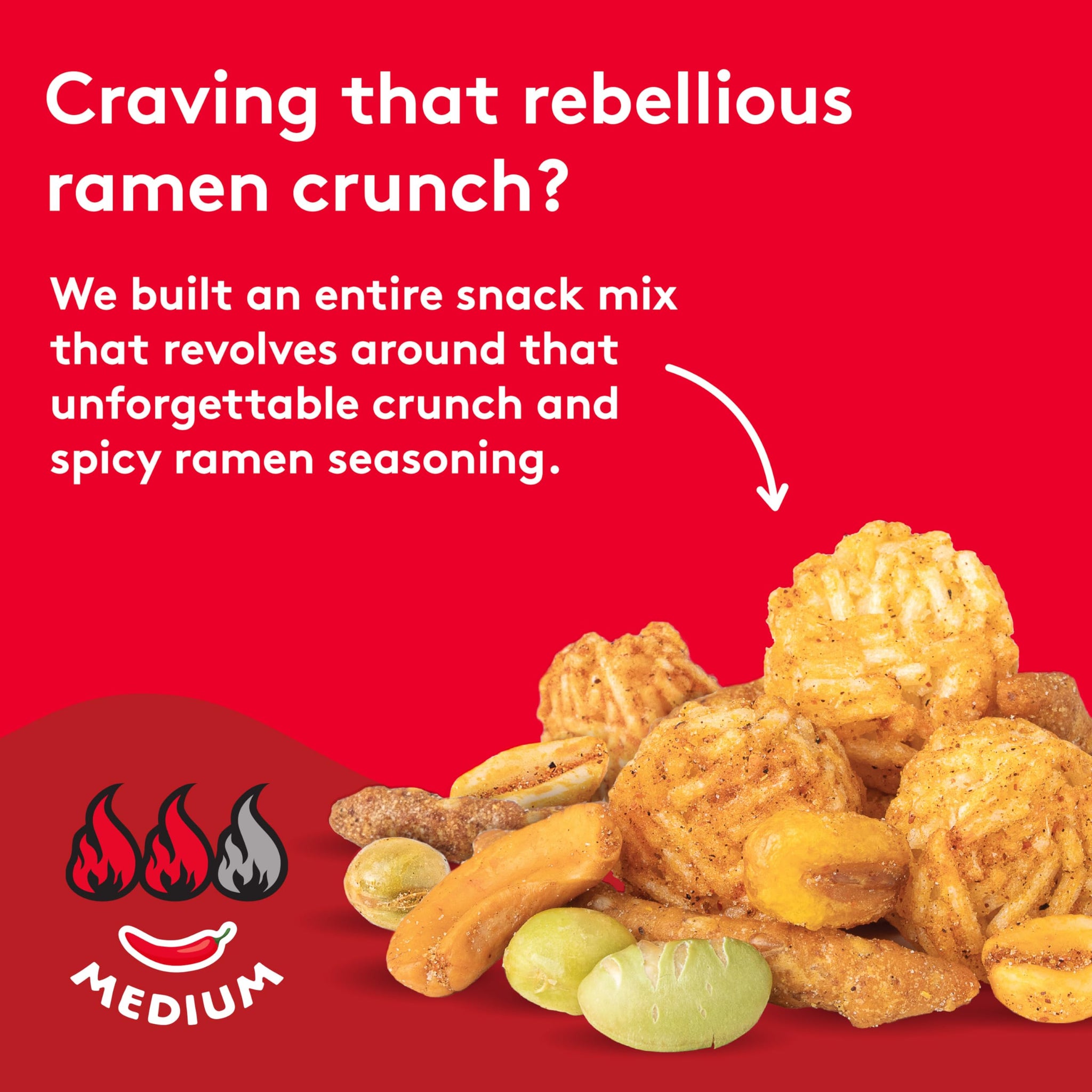 Snak Club Hot & Spicy Ramen Flavored Snack Mix with Peanuts & Cashews, 8 oz