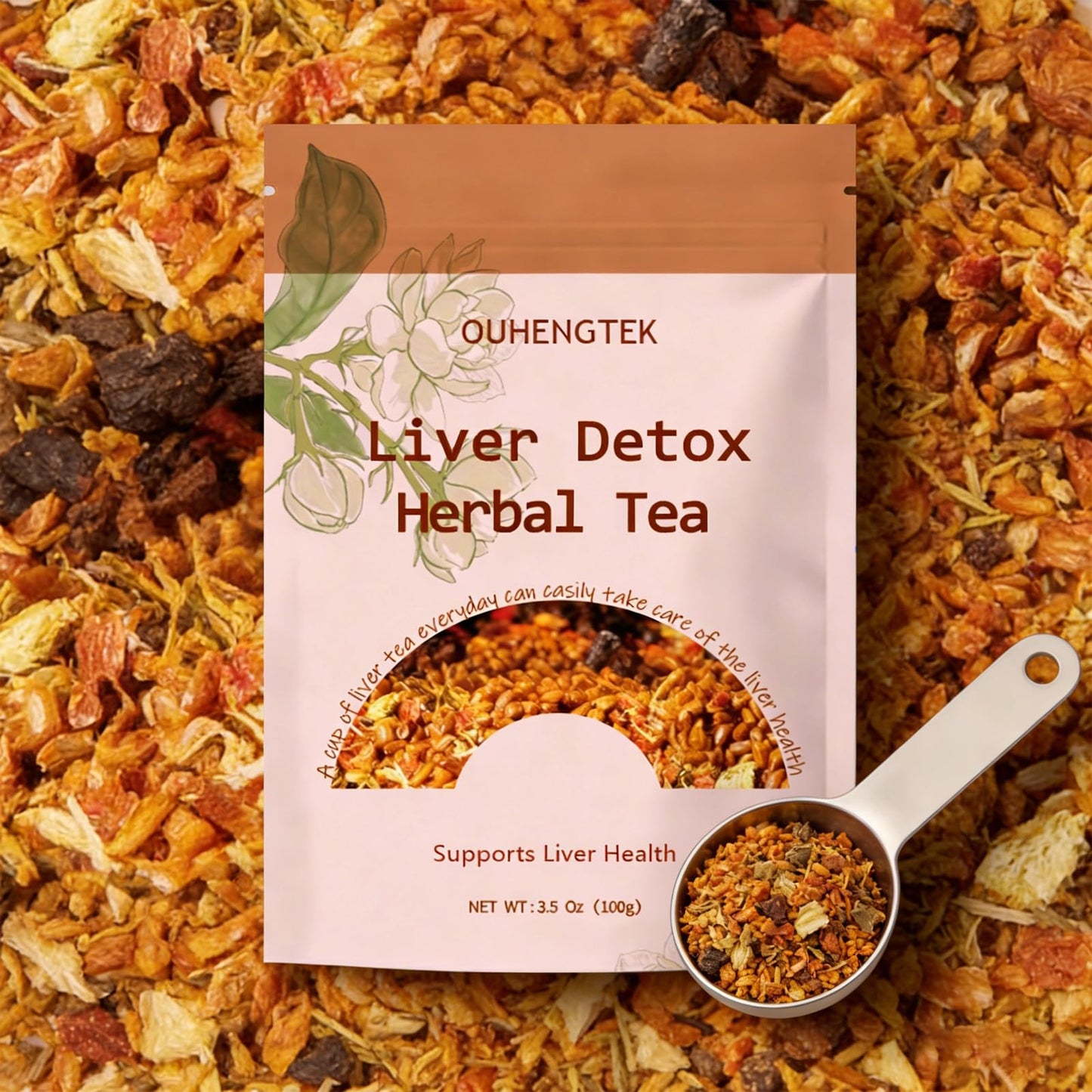 Organic Herbal Tea: Milk Thistle Dandelion Chrysanthemum & Goji Blend, 8 Natural Ingredients for Daily Wellness, Caffeine-Free, Loose Leaf Tea