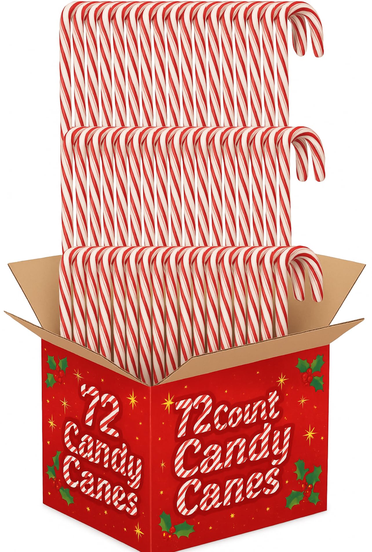Candy Cane Peppermint Flavored | Red & White Stripes Individually Wrapped (6 Boxes (12ct) 72 Total)
