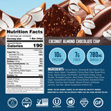 Defender Vegan Protein Bar, Coconut Almond Chocolate Chip, Plant Based Snack or Breakfast Bars, Psyllium Husk, Dandelion Root, High Fiber, Non GMO