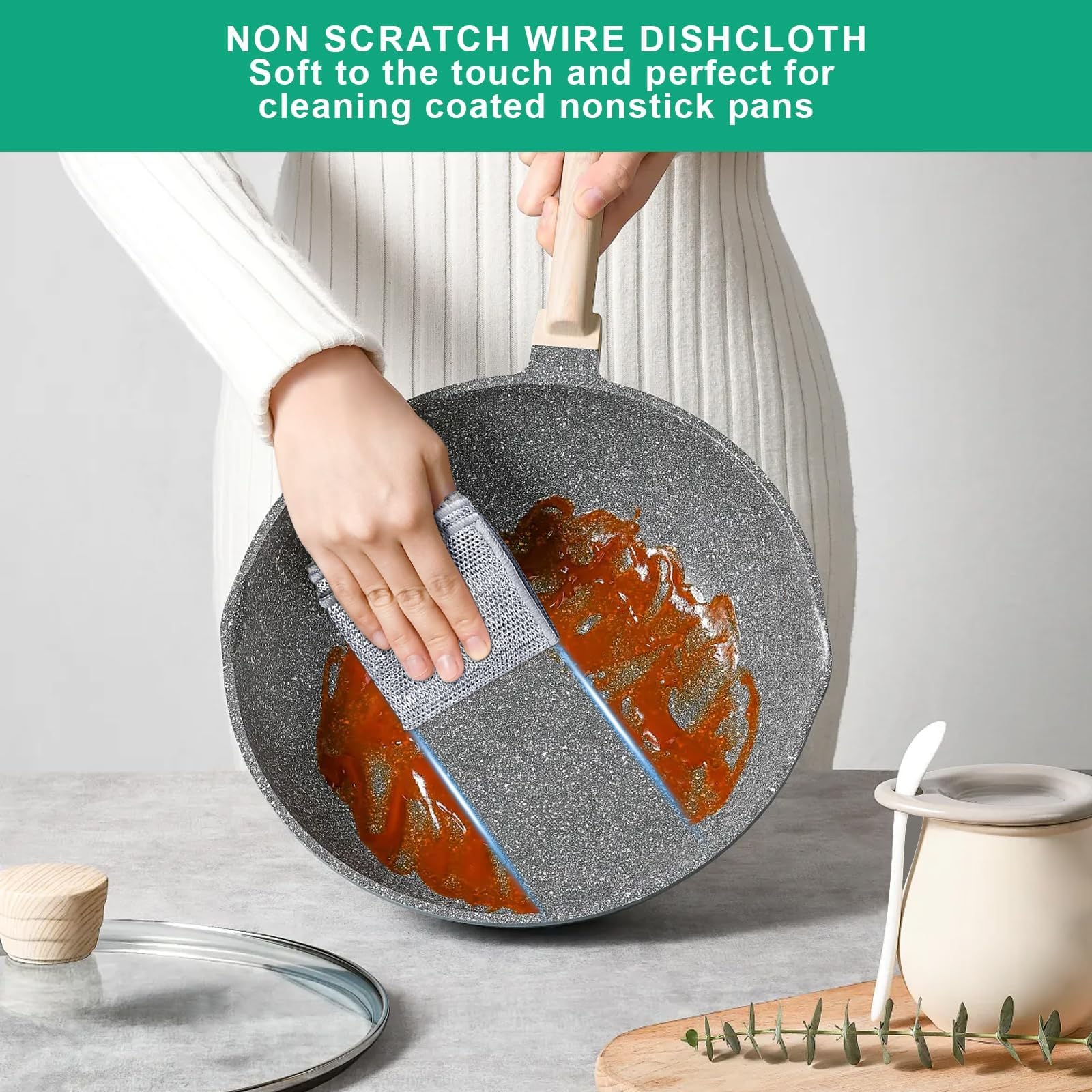 LYNROW 24 Pcs Reusable Dish Cloths, Multipurpose Non-Scratch Cleaning Cloths for Kitchen, Dishes, Sinks, and Stove Tops, Durable and Eco-Friendly