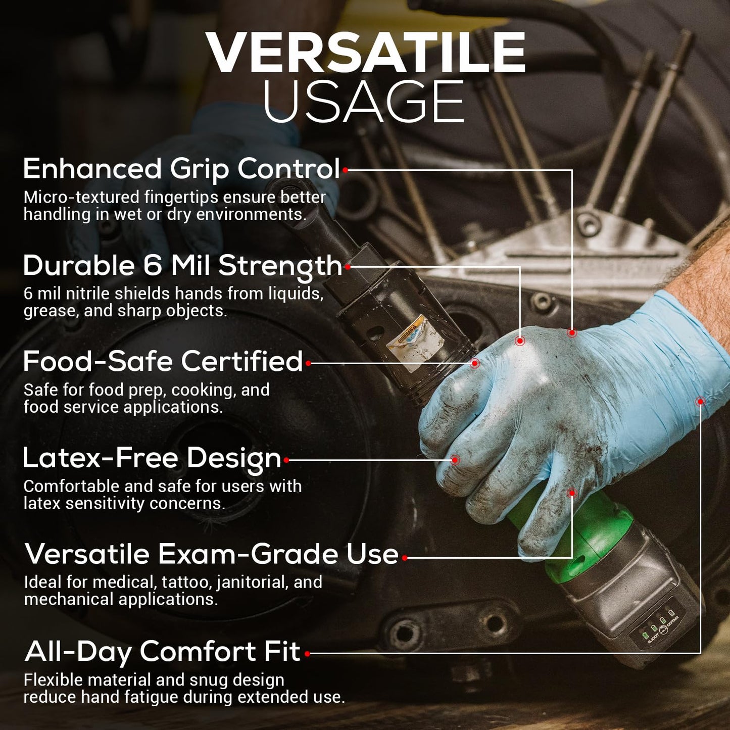 FIRST GLOVE Volt 6 Mil Blue Nitrile Disposable Gloves - 100 Count Small - Food Safe Medical Exam Grade Gloves for Cooking & Cleaning - Latex Free