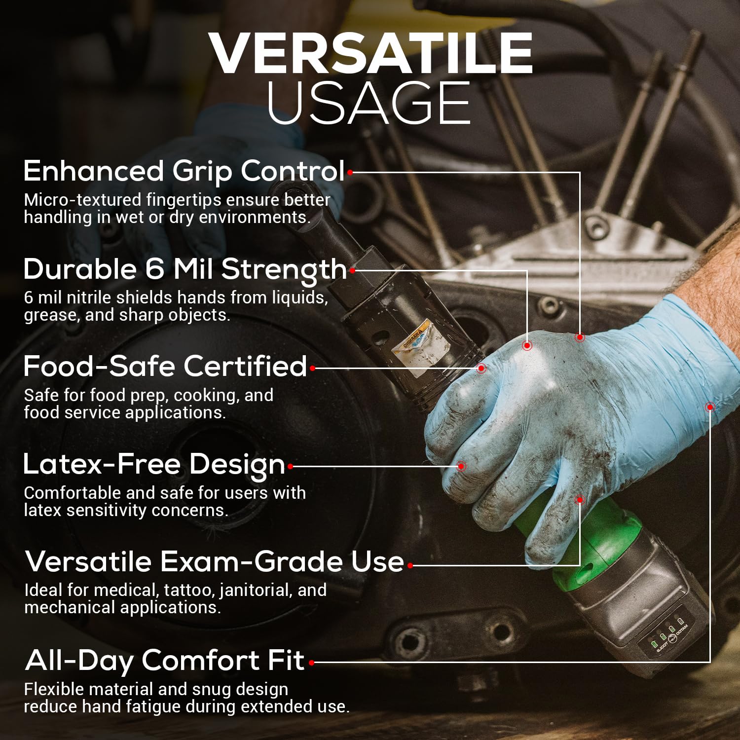 FIRST GLOVE Volt 6 Mil Blue Nitrile Disposable Gloves - 100 Count Small - Food Safe Medical Exam Grade Gloves for Cooking & Cleaning - Latex Free