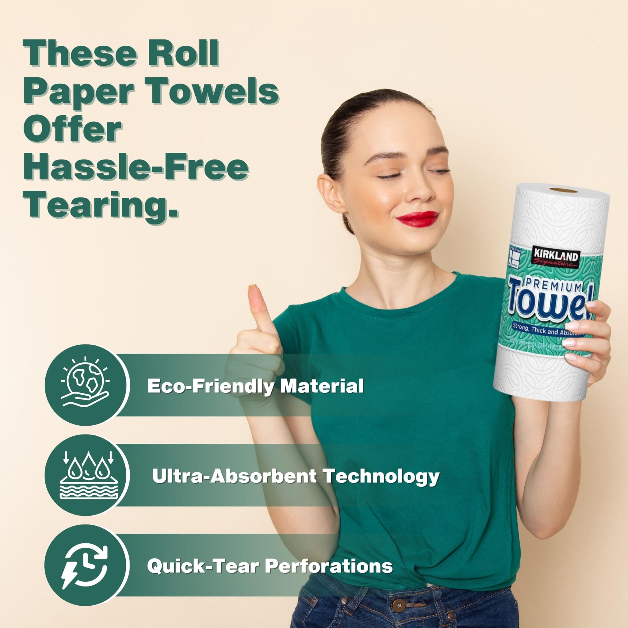 Worldwide Nutrition Bundle, Compatible with Kirkland Premium Paper Towels, Strong, Thick, and Absorbent Bulk Paper Towels 6 Rolls, 160 Sheets Per Roll