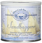Blue Crab Bay "Sandbaggers" - Gourmet Virginia Peanuts with Sea Salt & Cracked Pepper, 12 Oz. Tin (Pack of 2)