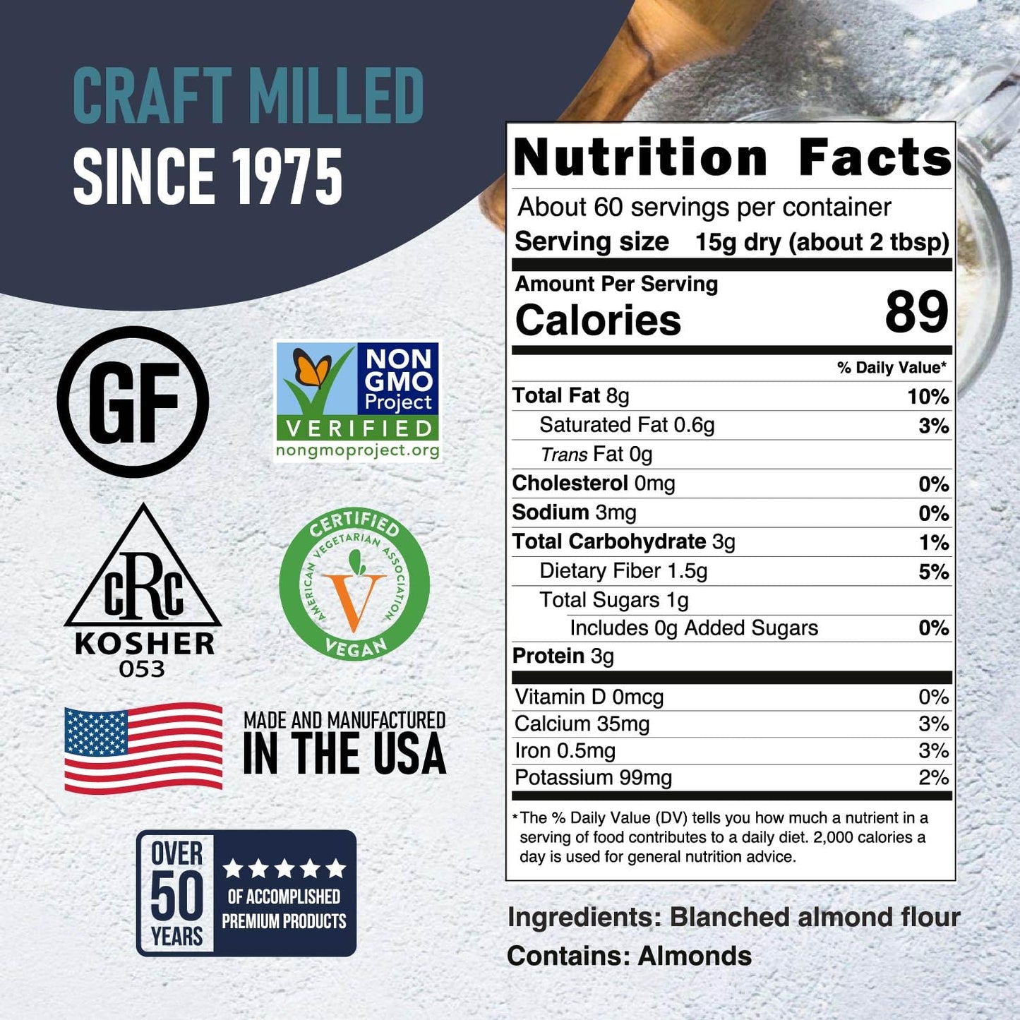Great River Milling Blanched Almond Flour | Finely Ground Gluten Free Baking Alternative | Made from Whole Blanched Almonds | Non-GMO, Glyphosate