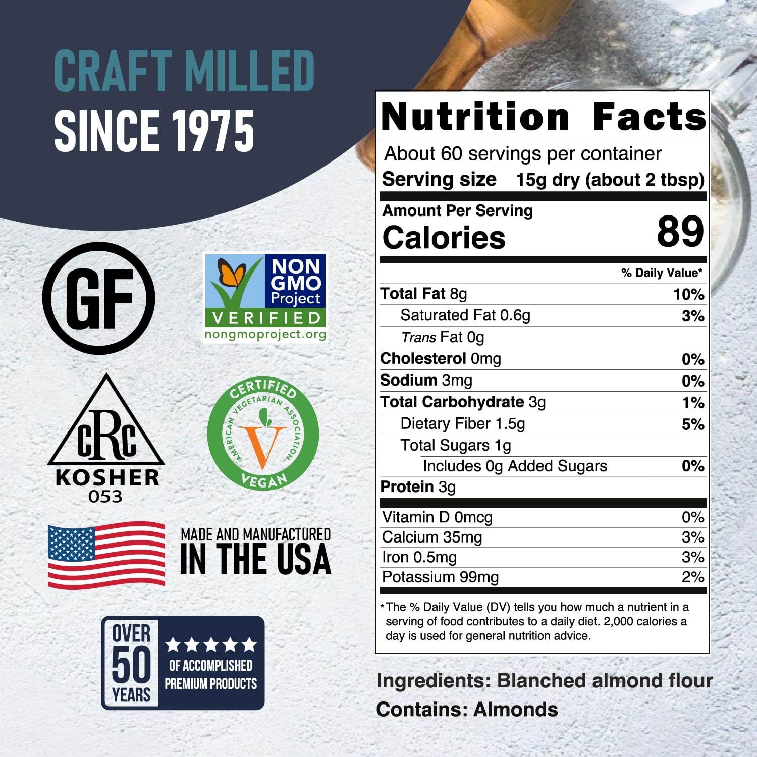 Great River Milling Blanched Almond Flour | Finely Ground Gluten Free Baking Alternative | Made from Whole Blanched Almonds | Non-GMO, Glyphosate