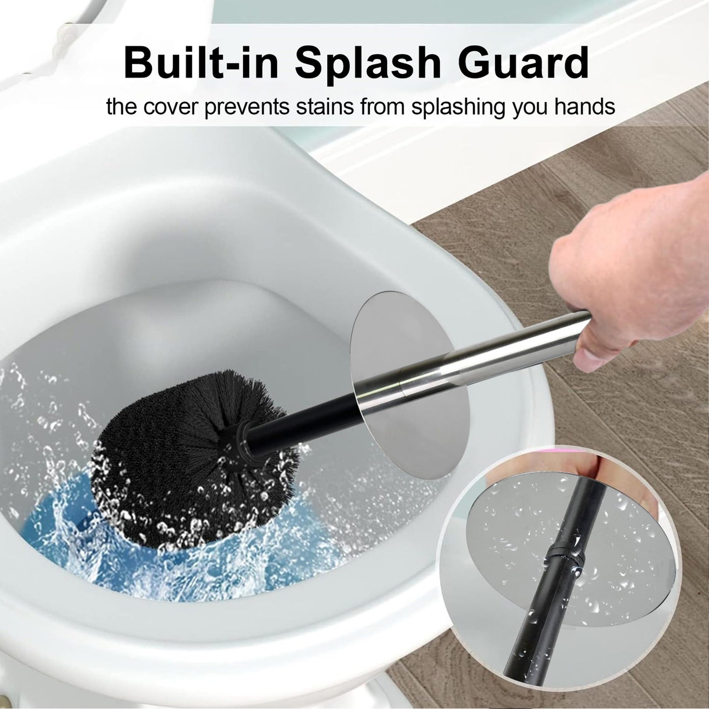 Indecor Home White Floral Branches Design Resin Toilet Bowl Brush and Holder Set, Elegant Bathroom Cleaning Tool with Durable Bristles, Compact