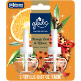 Glade PlugIns Refills Air Freshener, Orange Zest & Clove, Scented and Essential Oils for Home and Bathroom, 0.67 Fl Oz, 2 Count
