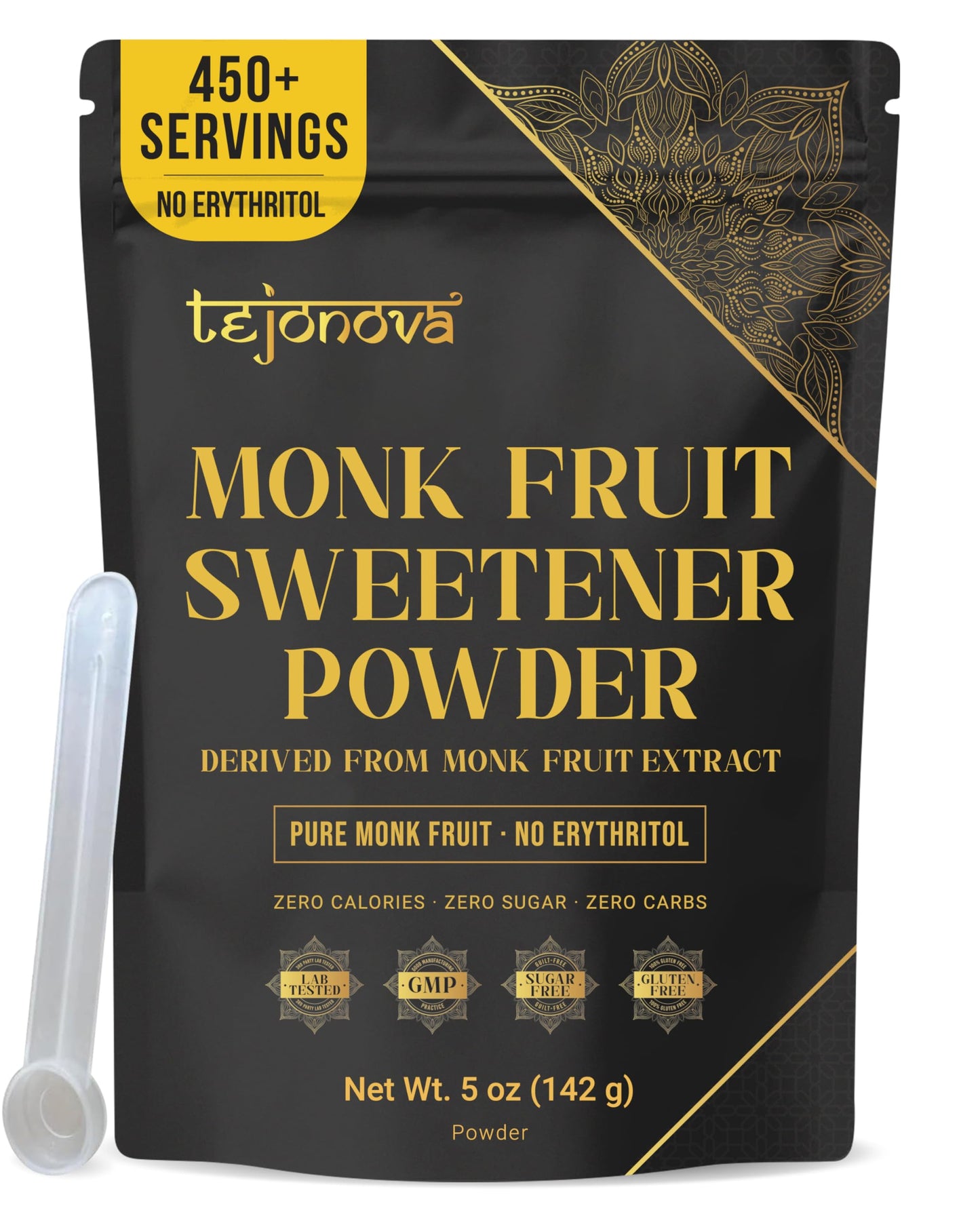 Pure Monk Fruit Sweetener No Erythritol - 100% Pure Monk Fruit Extract Powder, Zero Calorie Sugar Substitute, Keto Friendly, 5oz (450+ Servings)