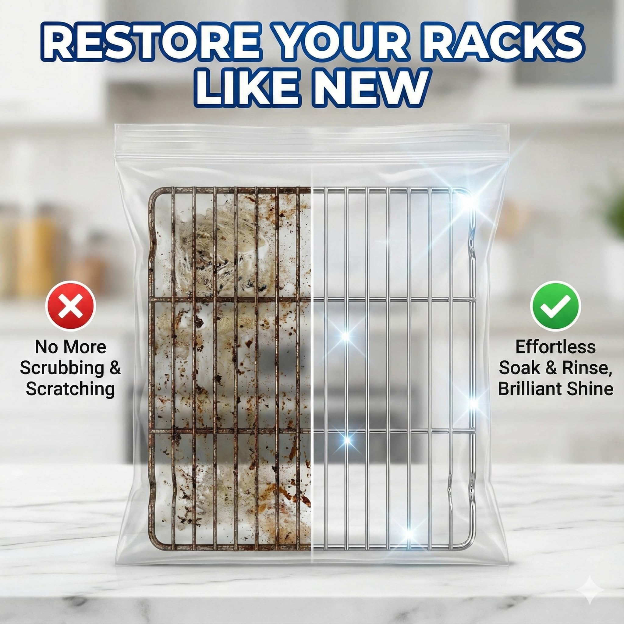 Oven Rack Cleaning Bags 5 Pack, No Scrub Reusable Leakproof Soaking Bags for Grill Grates, BBQ Racks, Stove Grates - Easy Soak & Rinse, No Cleaner