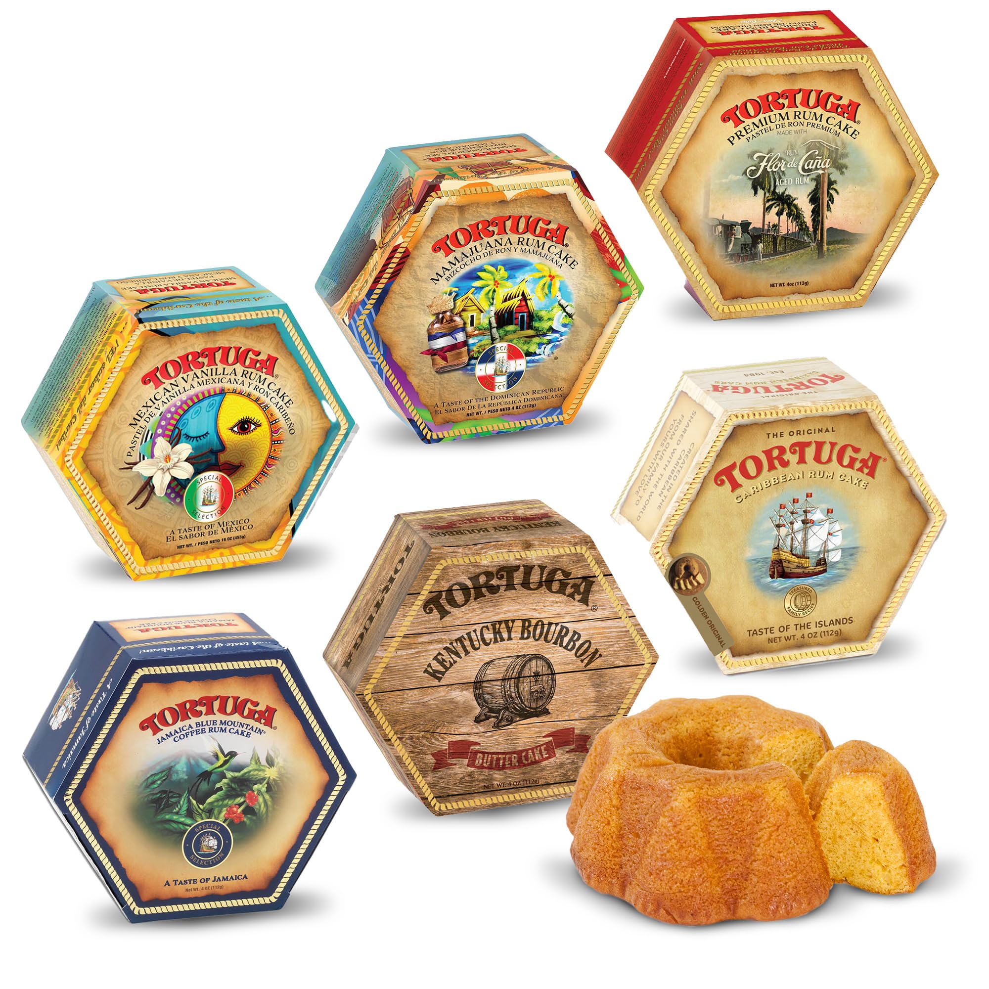 TORTUGA Provenance Rum Cake Variety Pack - 4 oz. - 6 Pack - The Perfect Premium Gourmet Gift for Stocking Stuffers, Gift Baskets, and Christmas Gifts