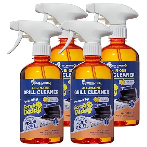 Grill Cleaner for Outdoor Grill - Bbq Cleaner Spray and Griddle Cleaner Kit with Grill Cleaning Tools and Citrus Cleaner 4 Pack