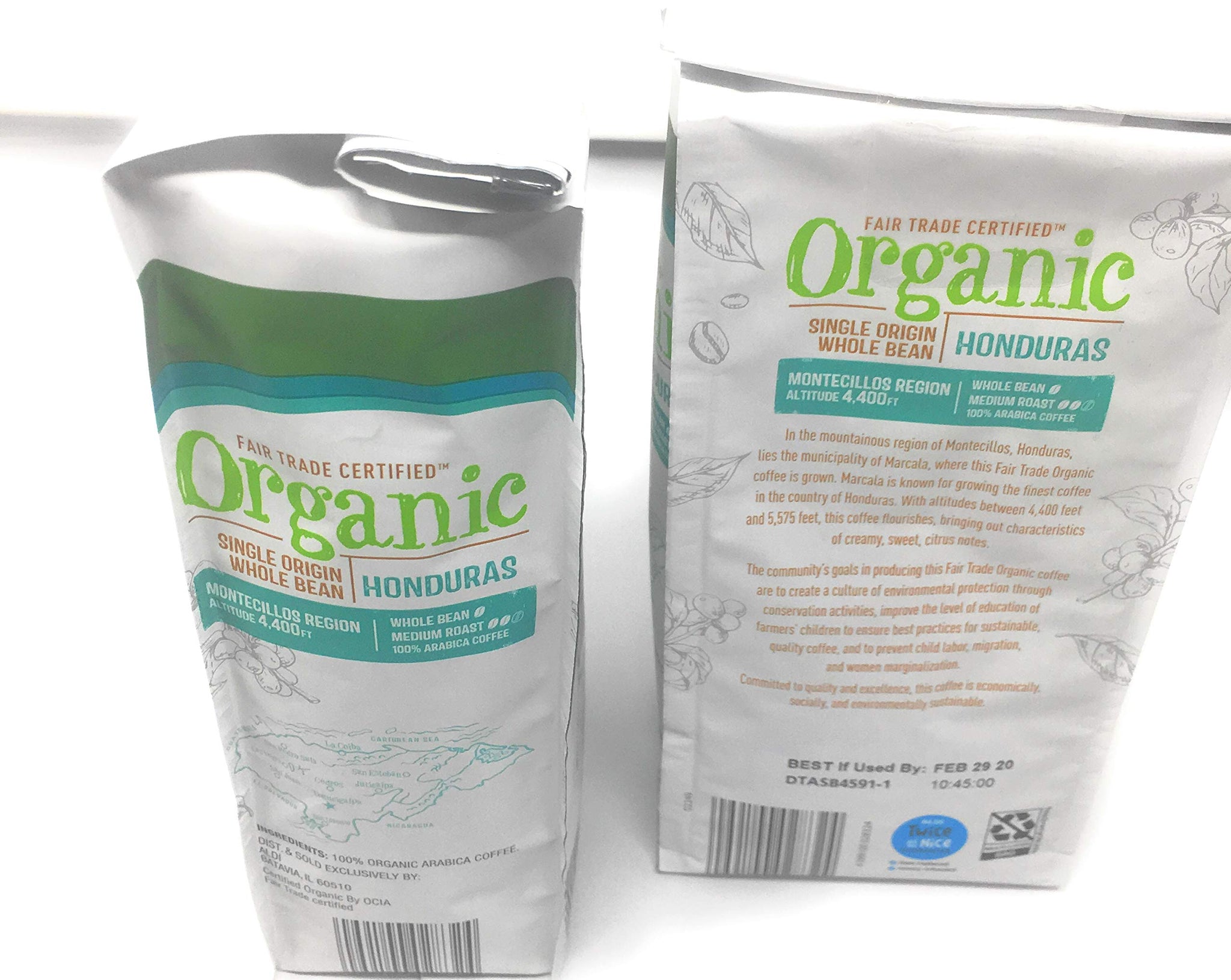 Simply Nature Organic Honduras Coffee Whole Bean - Medium Roast 2 pack