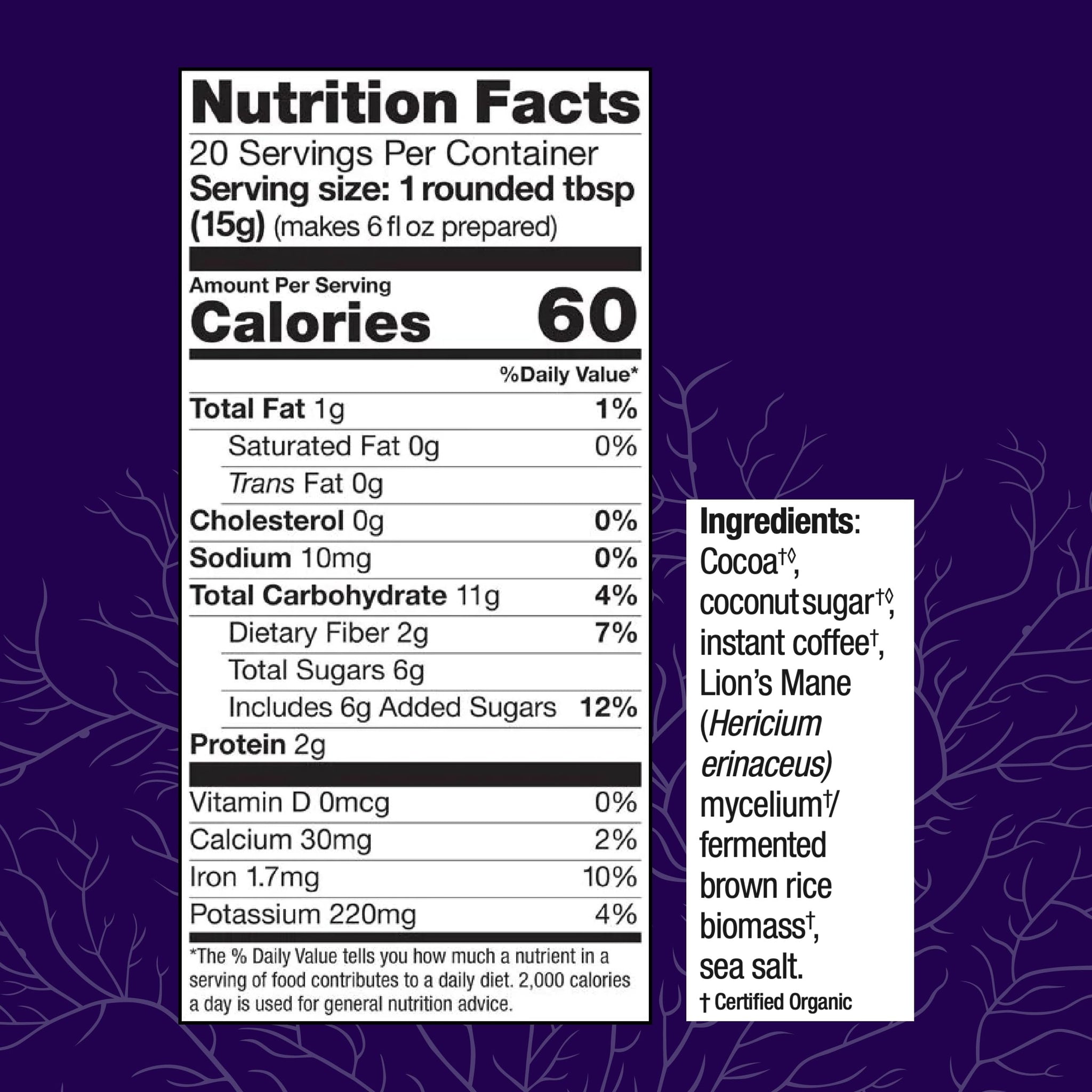 Host Defense MycoBrew Mocha - Mocha Drink Mix - Powder Includes Lion's Mane Mushroom - Drink Mix with Fair Trade Certified Cocoa & 100% Arabica