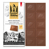 Milkboy Swiss Chocolates Milk Chocolates - Alpine Milk Chocolate Bars with Crunchy Caramel Sea Salt - Gluten-Free Non-GMO All Natural - Made in