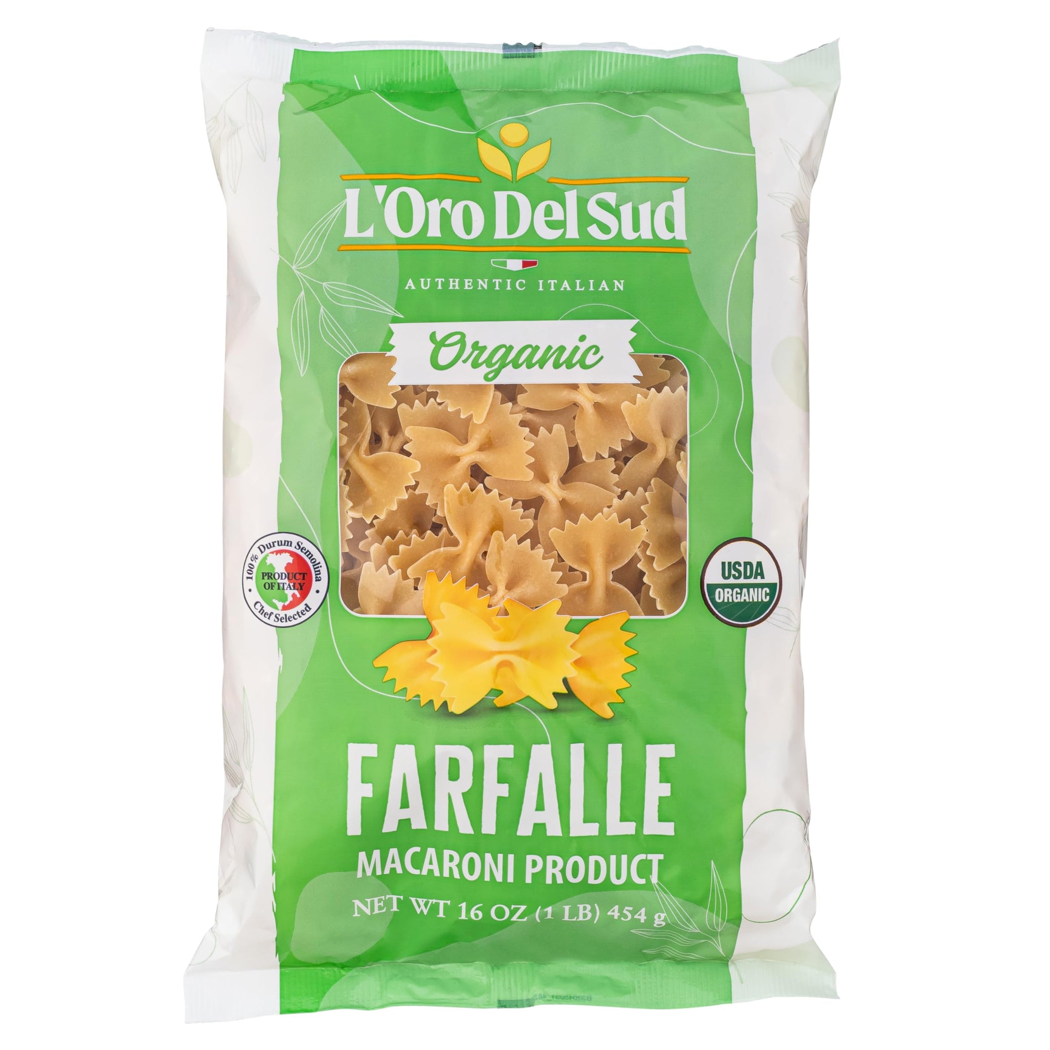 L'Oro Del Sud Farfalle Pasta, Italian Pasta, Premium Quality Product of Italy, 16 Ounce (Pack of 4)