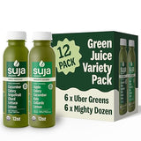 Suja Organic Green Juice Variety Pack | 6 Mighty Dozen and 6 Uber Greens | Plant-Based & Gluten-Free (12 fl oz, Pack of 12 total)