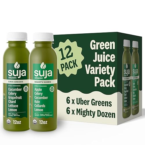 Suja Organic Green Juice Variety Pack | 6 Mighty Dozen and 6 Uber Greens | Plant-Based & Gluten-Free (12 fl oz, Pack of 12 total)