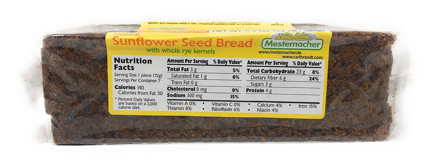 Mestemacher Natural High Fiber Bread Variety Pack - Fitness, Rye & Sunflower Seed - Whole Grain, Vegan, Non-GMO, Kosher - 17.6 oz Each (3-Pack)