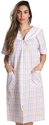 Dreamcrest Short Sleeve Zipper Front Duster 8513-1-M
