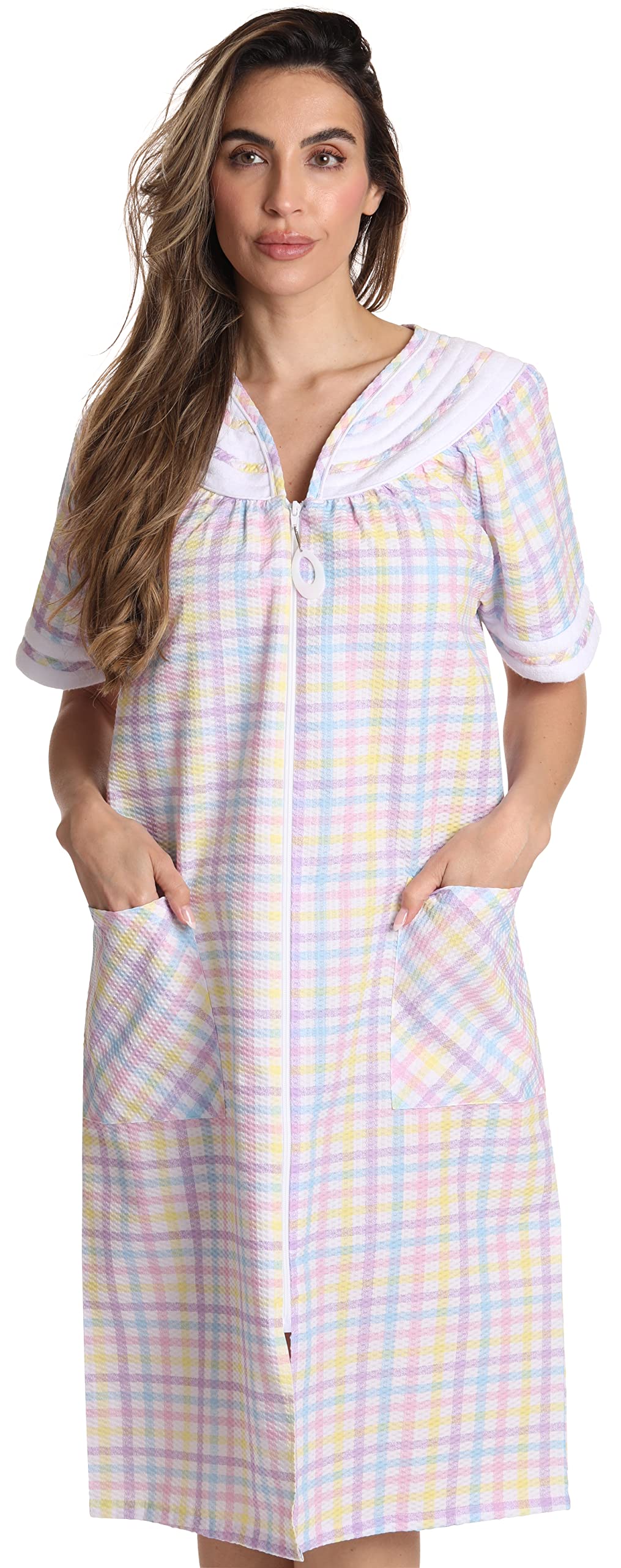 Dreamcrest Short Sleeve Zipper Front Duster 8513-1-M