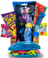 Blue Raspberry Pickle Kit With Takis-Mexican Candy Gift Box From Tiktok Fruit Rollup, Lucas Gusano Chamoy, Lucas Swinkles Salsagheti, Gushers, Mango