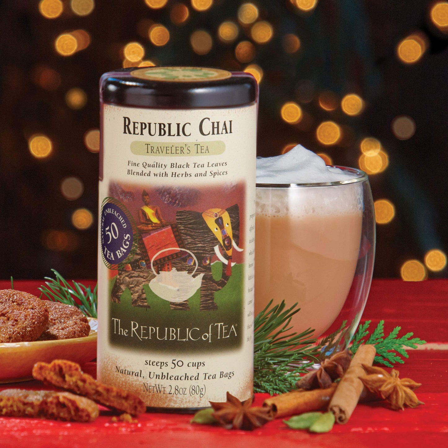 The Republic of Tea - Republic Chai Black Tea, 50 Tea Bags, Spiced Chai Blend, Gluten Free