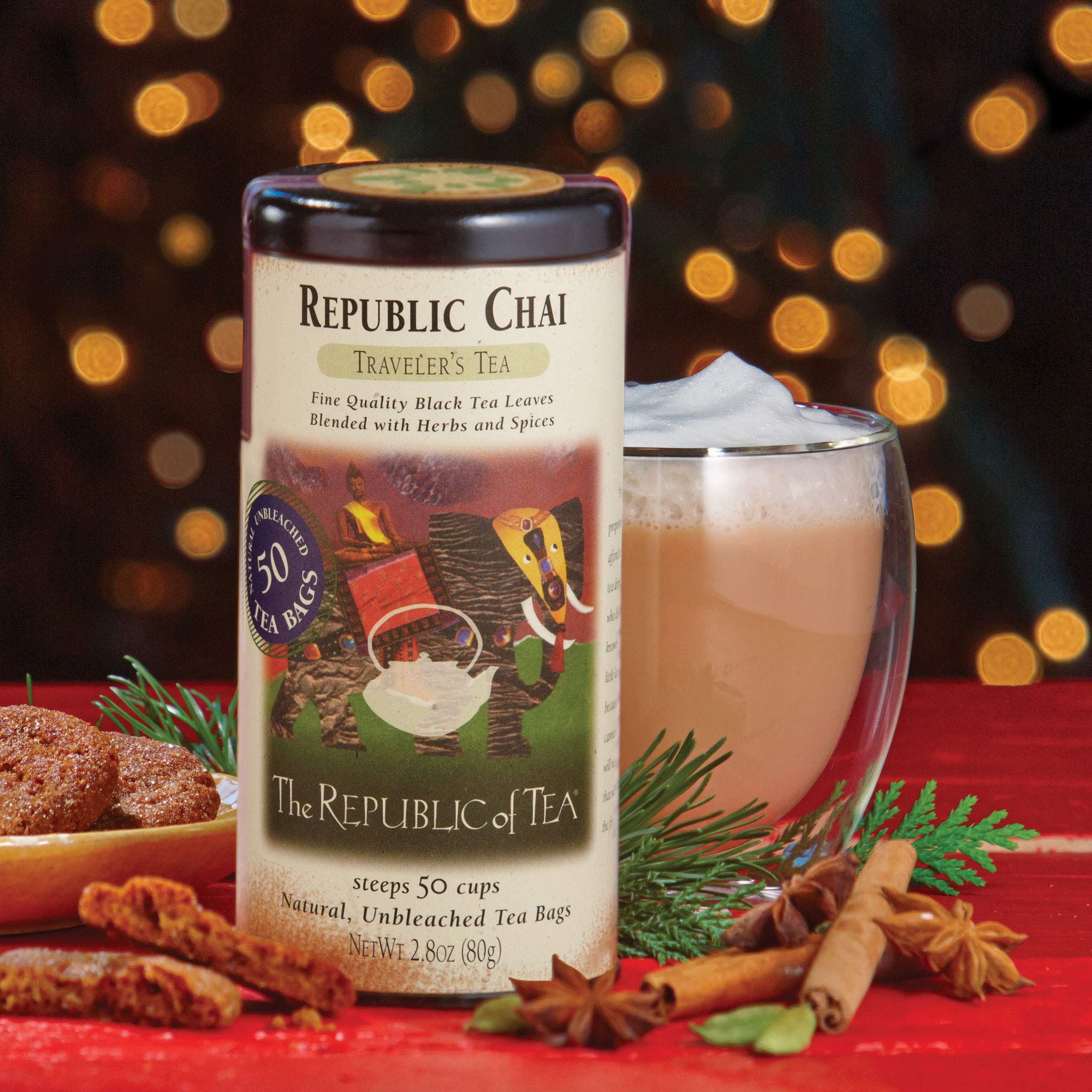 The Republic of Tea - Republic Chai Black Tea, 50 Tea Bags, Spiced Chai Blend, Gluten Free