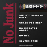 FATTY Meat Sticks, Made with Grass Fed Beef, Pork Raised Without Antibiotics, 12g Protein Per Stick, Honey BBQ, 2 oz. (Pack of 5)