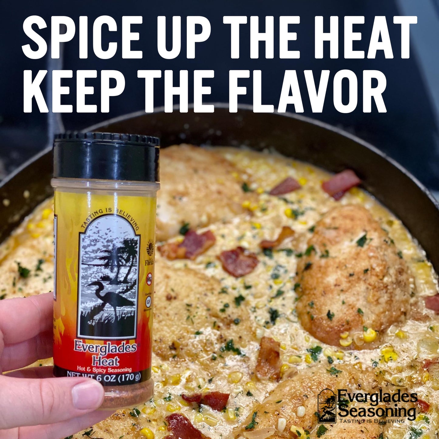 Everglades Heat Seasoning - Spicy Blend for Chicken Wings, Chili & Fish - 6 oz
