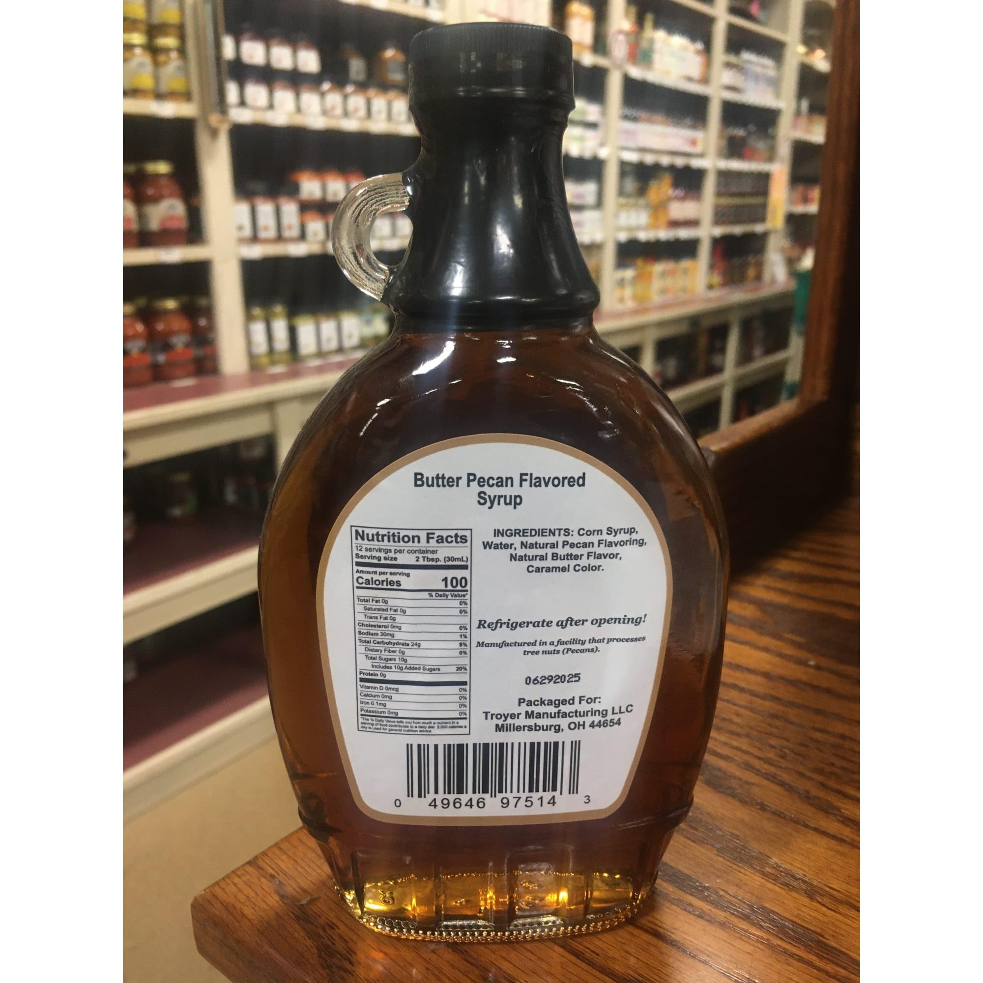 Amish Wedding Syrup, Ohio Made for Pancakes or Waffles, Two 12 ounce Glass Bottles, Butter Pecan