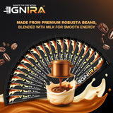 IGNIRA Original Instant Coffee - Hot or Iced Milk Coffees, Premium Robusta Instant Coffee Packets, Not Too Sweet, No Cholesterol, No Soybeans