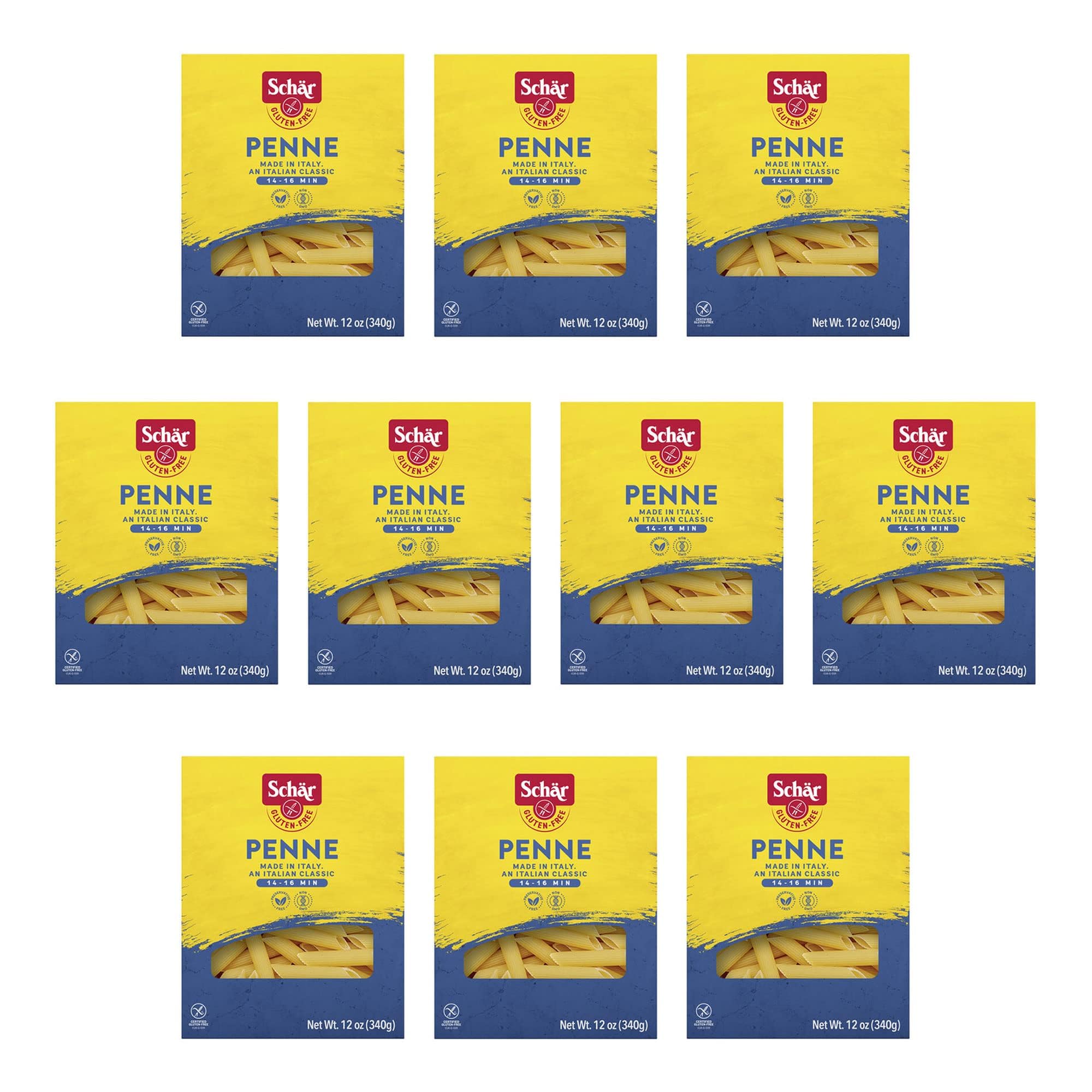 Schar - Penne - Certified Gluten Free - No GMO's, Lactose or Wheat - (6.2 oz) 10 Pack