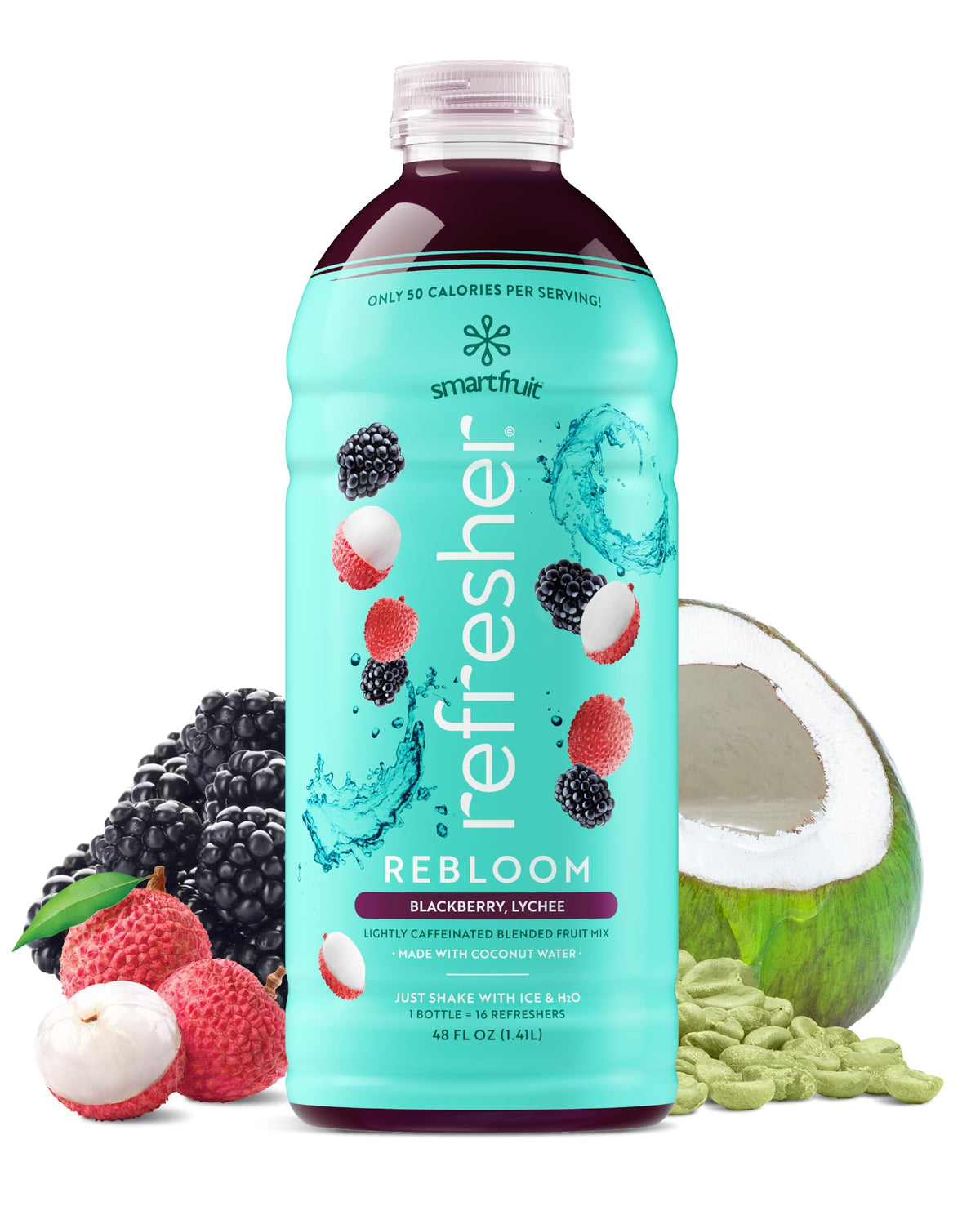 Smartfruit Rebloom Refresher Concentrate - Blackberry Lychee - Made with Real Fruit Juice, Just Add Ice and Water, No Added Sugar, Coconut Water