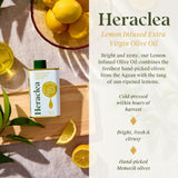 Heraclea - Lemon Infused - Extra Virgin Olive Oil - Extra Virgin - Cold Pressed - Polyphenol Rich EVOO - 5.9oz Bottle
