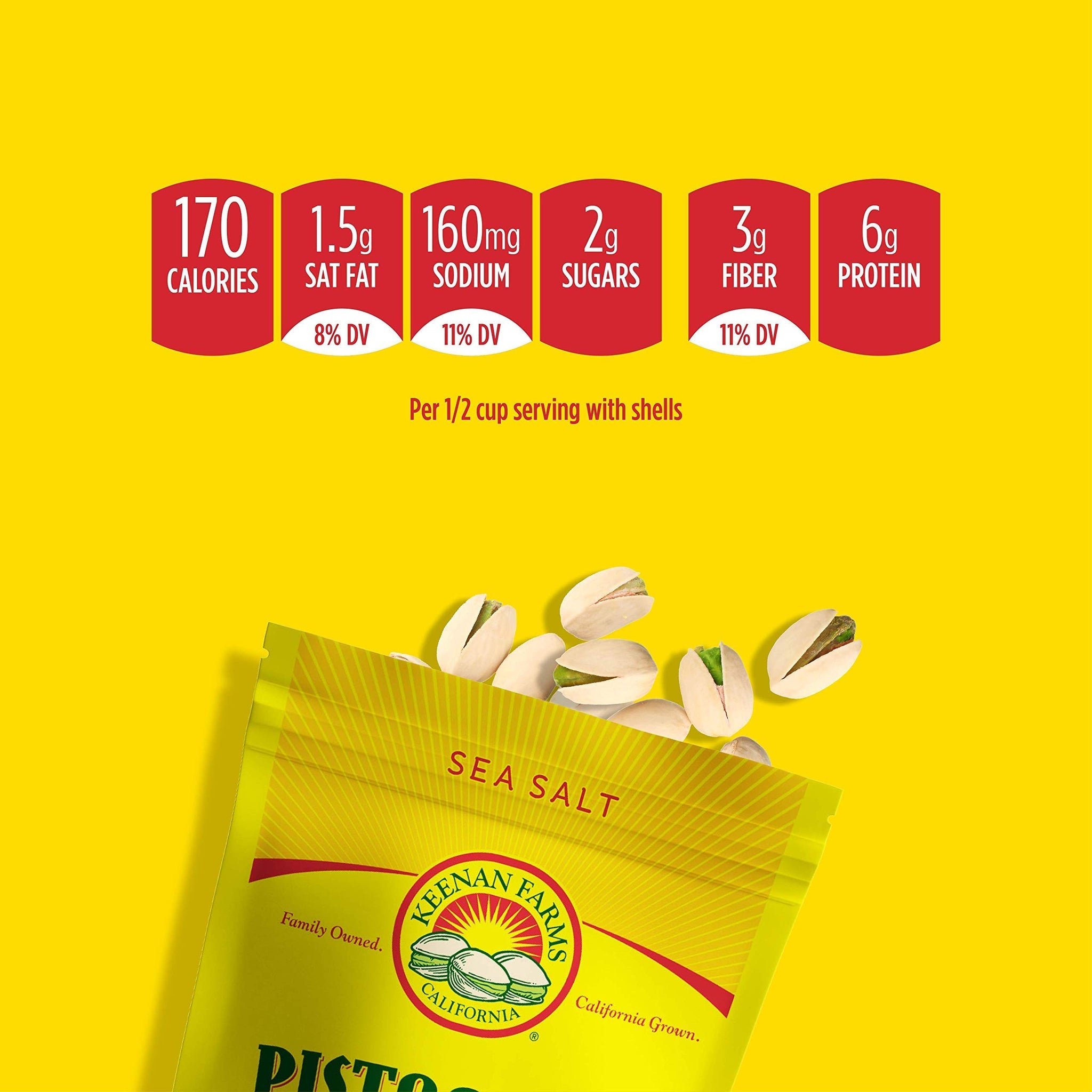 Keenan Farms Pistachio with Sea Salt, In-Shell Reclosable Natural, 32 Ounce Bag
